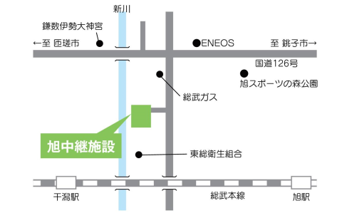 旭中継施設への地図